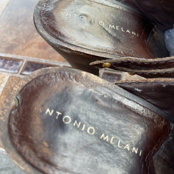 Antonio Melani Pacific Platform Mules are a Dark Brown Leather - Picture 7 of 7